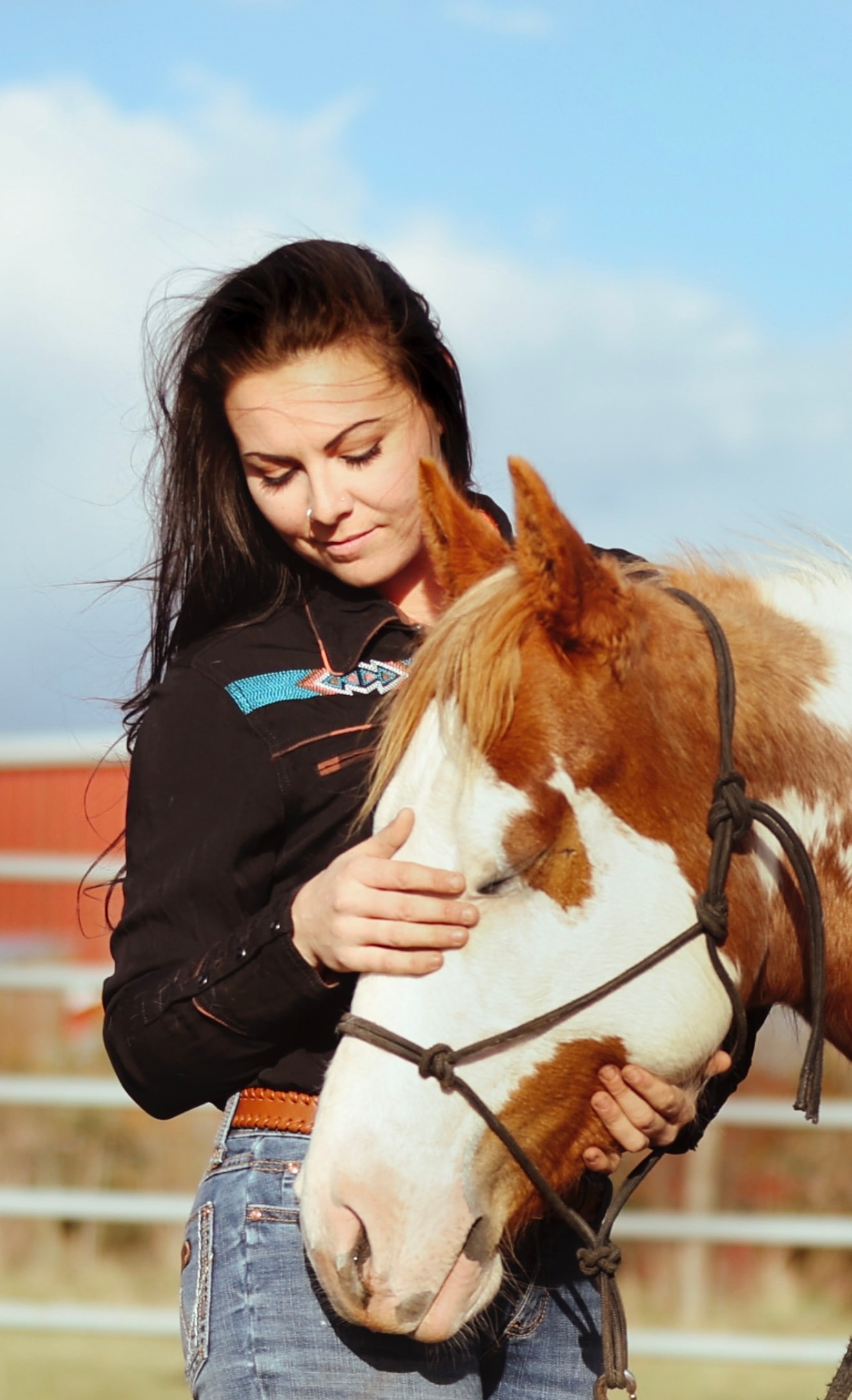 Morgan Haryett training a horse in Alberta